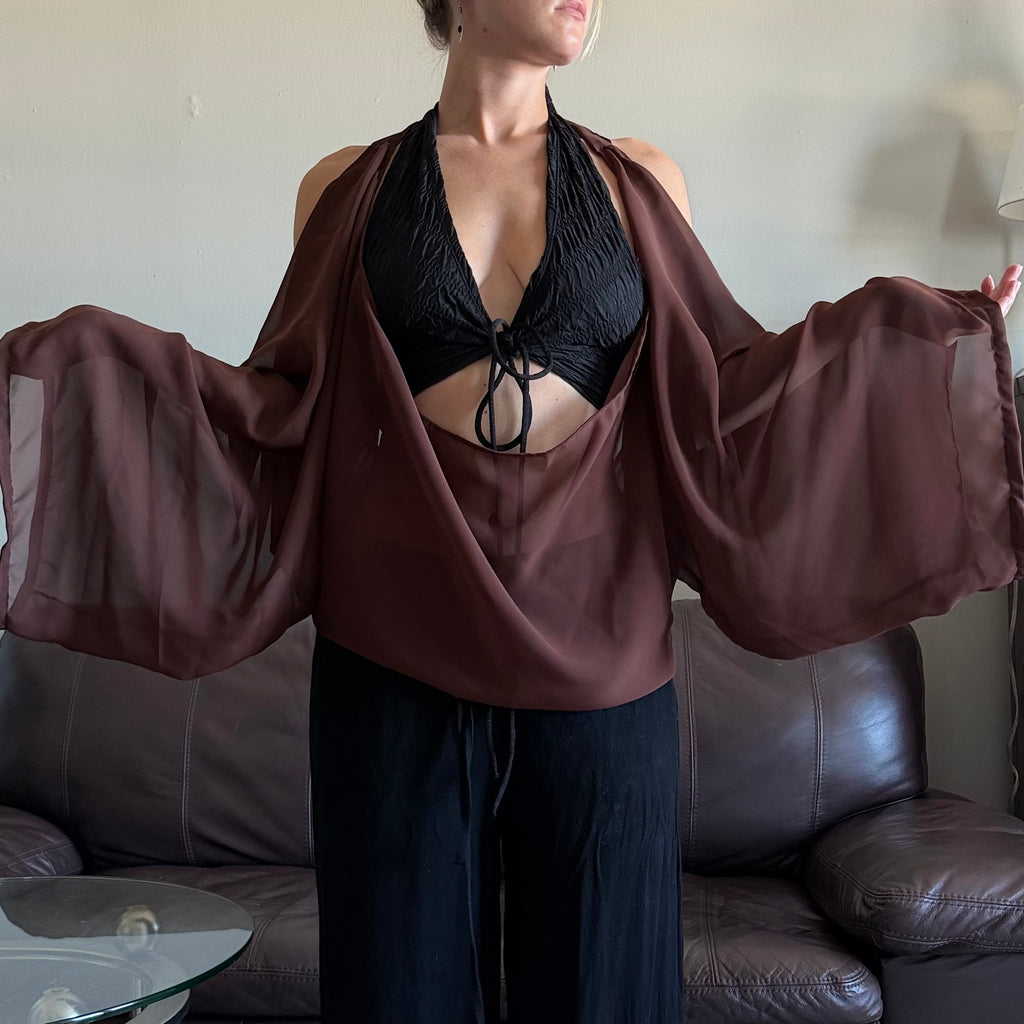 Brown Sheer Halter Top