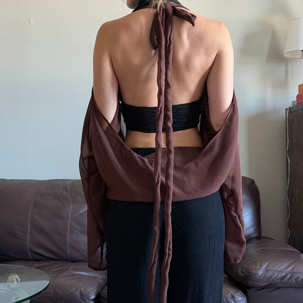 Brown Sheer Halter Top