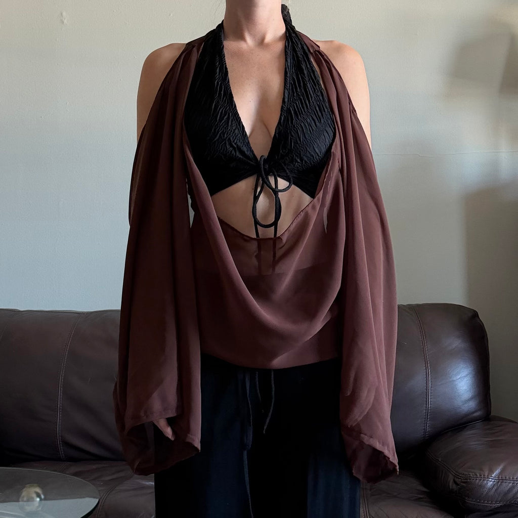 Brown Sheer Halter Top