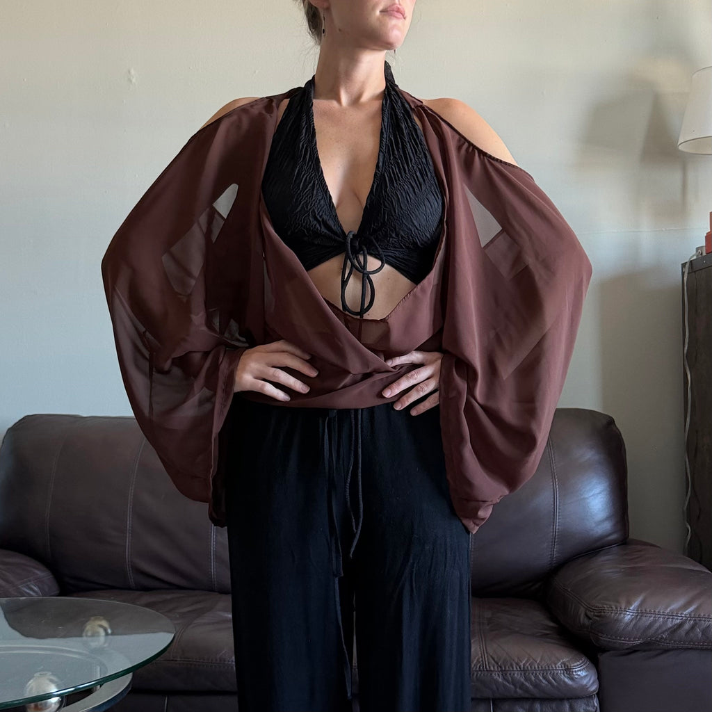 Brown Sheer Halter Top