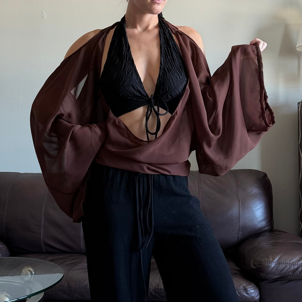 Brown Sheer Halter Top