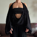Black Knit Lace Halter Top