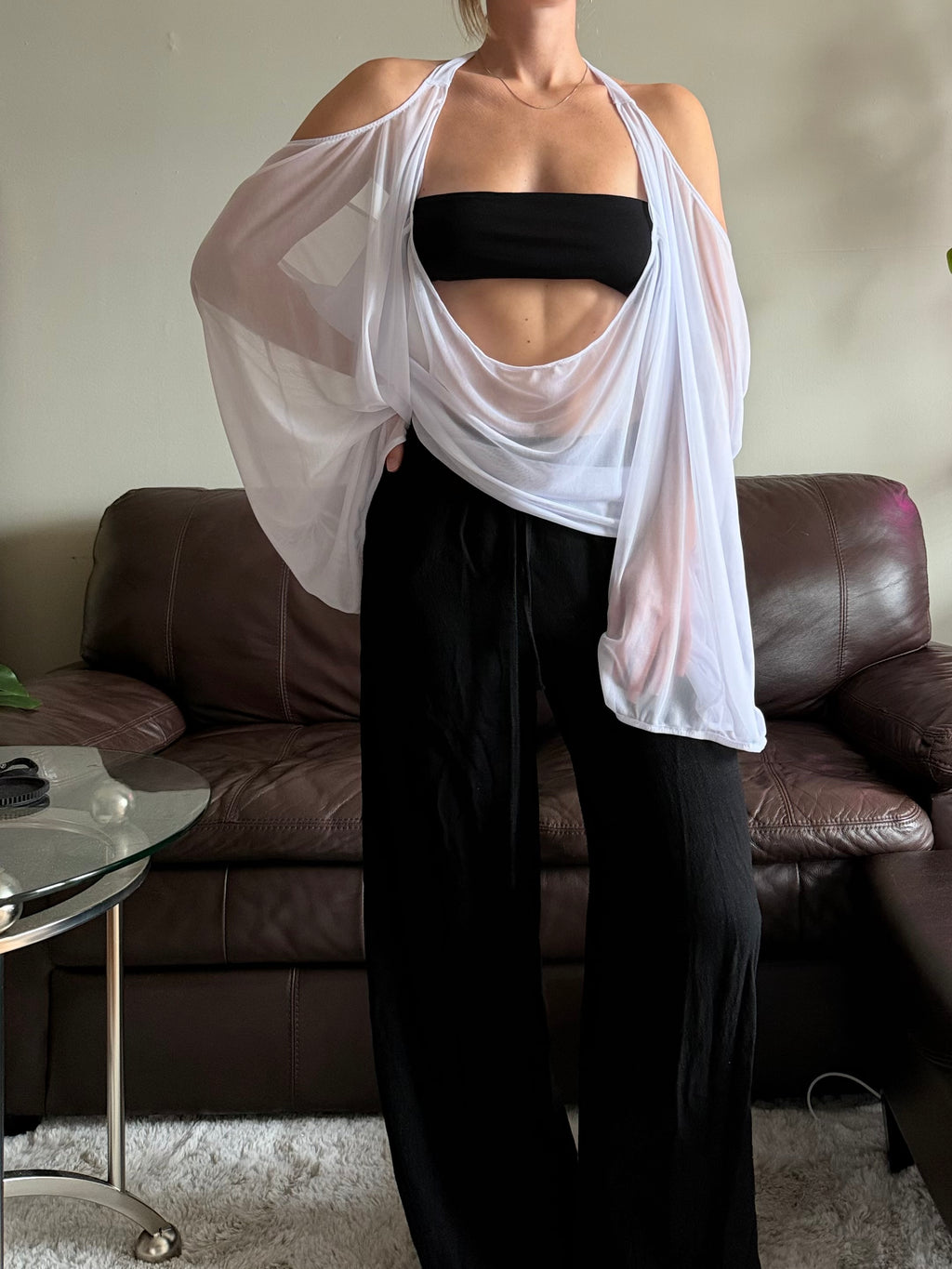 White Sheer Halter Top
