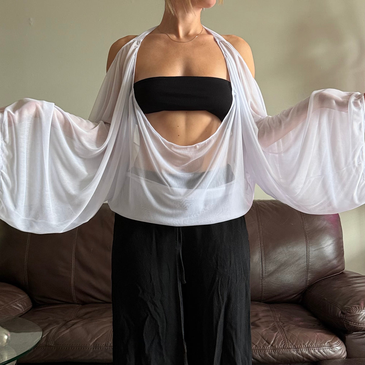 White Sheer Halter Top